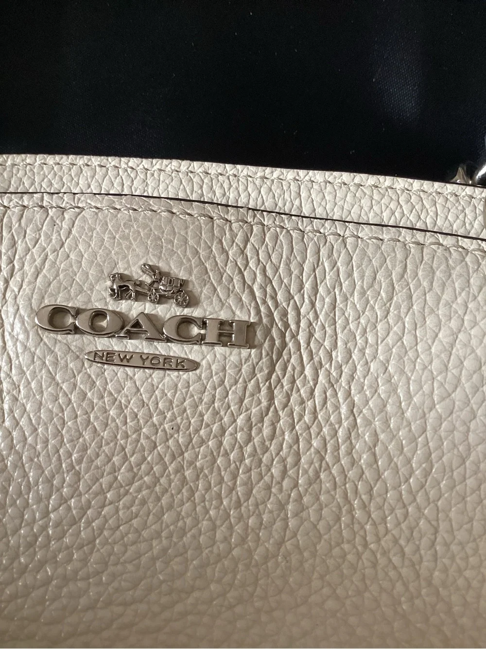 Coach Cream Leather Mini Satchel‎ with Brown Snake-Print Trim and Black Handles